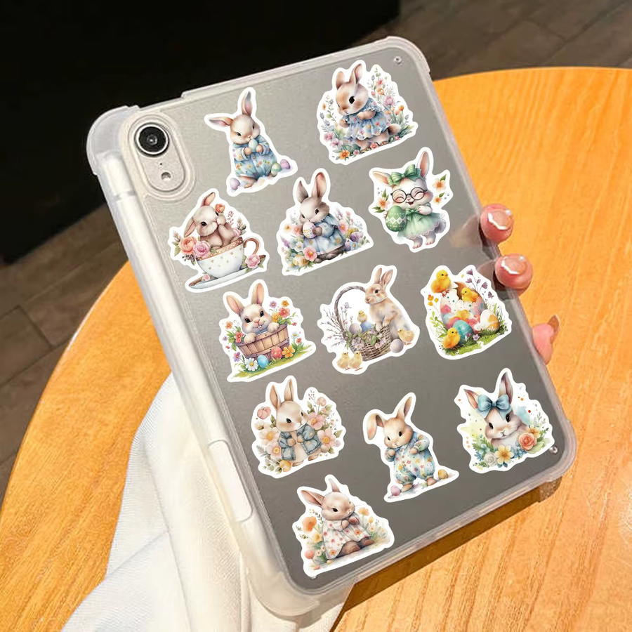 PickJoy Florale Osterei-Hasen-Cartoon-Aufkleber, 50-teiliges Set, multicolor - Bild 2