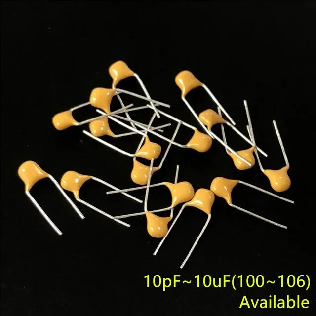 100er Set Multilayer Keramikkondensatoren 50 V mit verschiedenen Kapazitäten und 5,08 mm Rastermaß - Bild 1