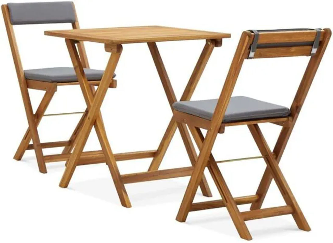 VIDAXL Gartenmöbel-Set aus Akazienholz mit 3-teiligem klappbarem Bistro-Set und Polsterkissen in Anthrazit und Braun - Bild 1