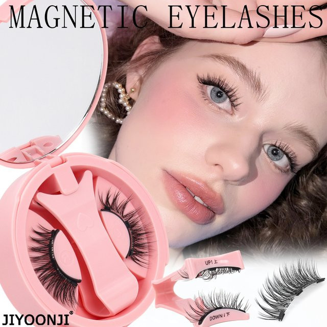 JIYOONJI Magnetische Kunstwimpern, 1 Paar, Natürlich, Inklusive Wimpernzange - Bild 1