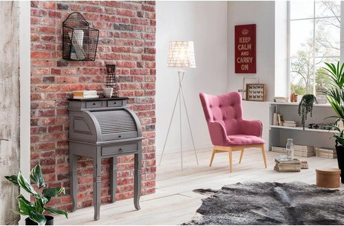 SIT Sekretär SPA aus Akazienholz in Grau, B: 55 cm, H: 100 cm - Bild 1