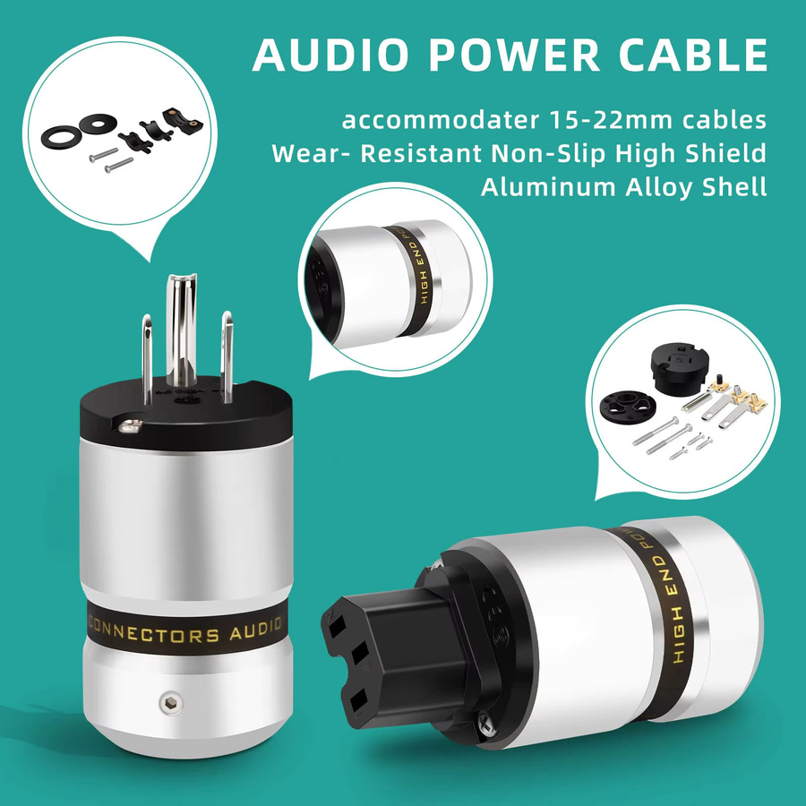 Preffair Hi-End Audio-Netzstecker IEC C13 aus Aluminium in Silber - Bild 4