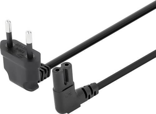 Manhattan Strom Anschlusskabel mit Euro-Stecker und Kleingeräte-Buchse C7 in Schwarz, Länge: 2 m - Bild 1