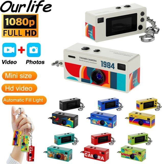 Ourlife Digitalkamera als Schlüsselanhänger in Schwarz mit 1080P Auflösung, 0,96 Zoll Display und Blitz - Bild 1