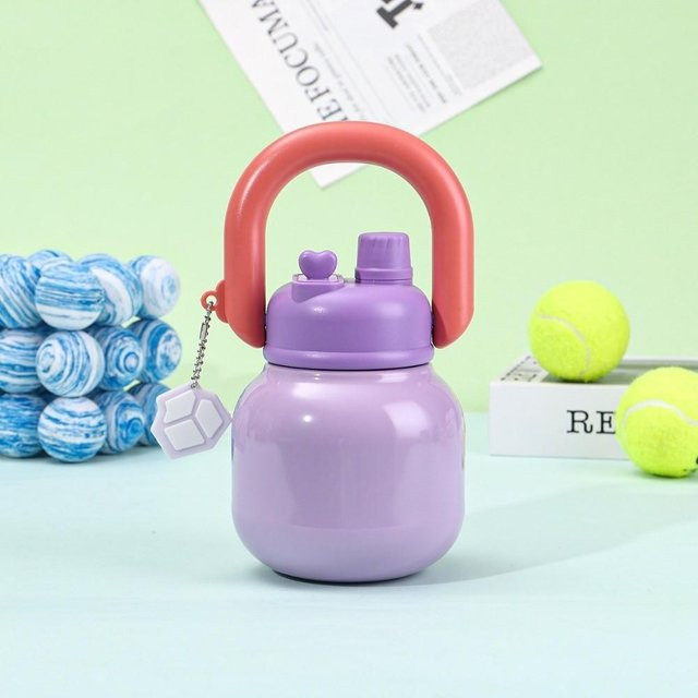 Auslaufsicherer Thermobecher PolahVigo mit Strohhalm als Vakuumflasche, Violett, 650 ml - Bild 1