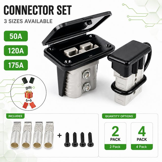 2/4er-Pack Batterieladeanschluss-Set mit 50A 120A 175A Schnellsteckern für Autobatterien und Gabelstapler in Grau - Bild 1