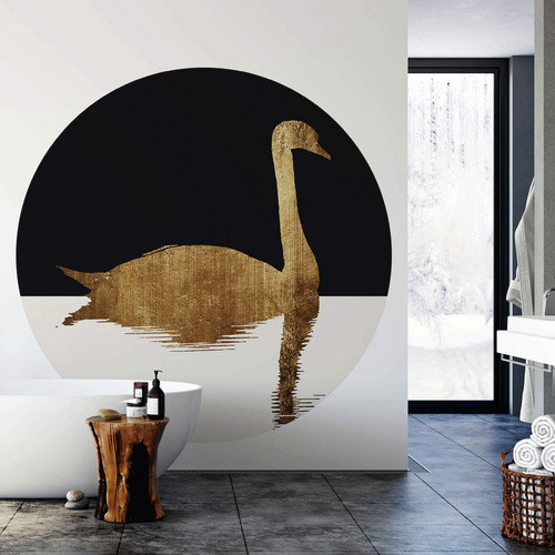 K&L Wall Art Vliestapete Runde Vliestapete Kubistika Schwanensee Halbmond, mehrfarbig, matt, B/H: 236 x 236 cm - Bild 2