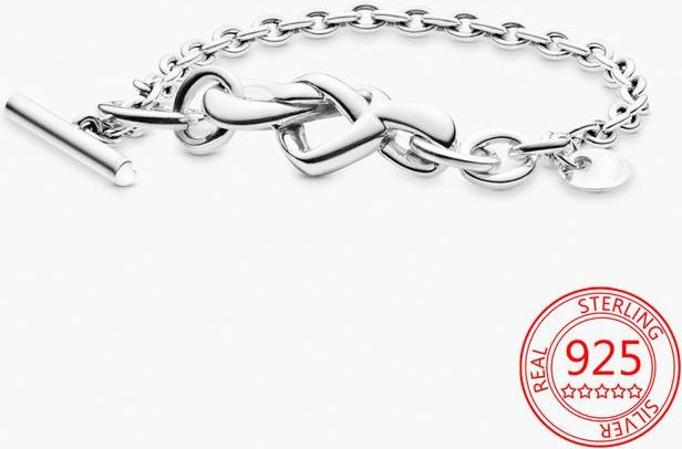 Wucifang Jewelry Armband 925 Sterling Silber, Unendlich Geknotetes Herz, 20cm, Damen - Bild 1