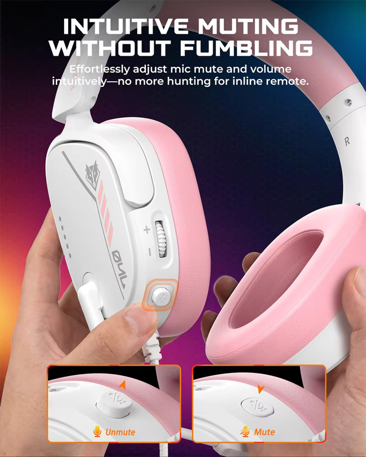 NUBWO HG04L Gaming-Headset in Pink mit unidirektionalem Mikrofon und 3,5 mm Anschluss für PlayStation, Xbox und Switch - Bild 3