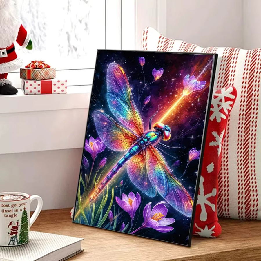 Huacan Diamant-Malerei Libelle als Mosaik-Tierbild in Multicolour, B/H: 30 x 20 cm - Bild 3