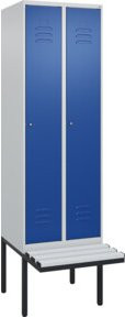 C+P Spind Classic PLUS Garderobenschrank mit Sitzbank, 2 Abteile, Lichtgrau, B/T/H: 212 x 60 x 81,5 cm - Bild 1