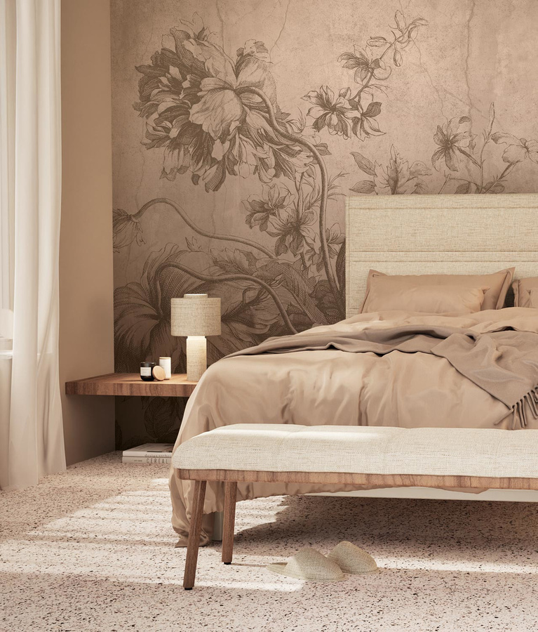 KEK Amsterdam Mural Gradient Flowers Uyterlinde Wandtattoo in Nude, Beige und Gold, Textil, 195 cm - Bild 1