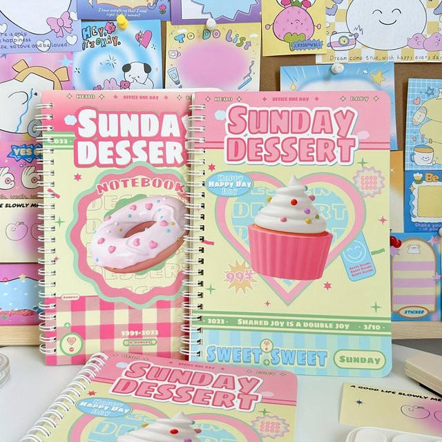 2er Set SZ-Damai Retro Spiralnotizbücher im INS Stil mit Herz-Motiv, liniert, Softcover, A5, Pink - Bild 1