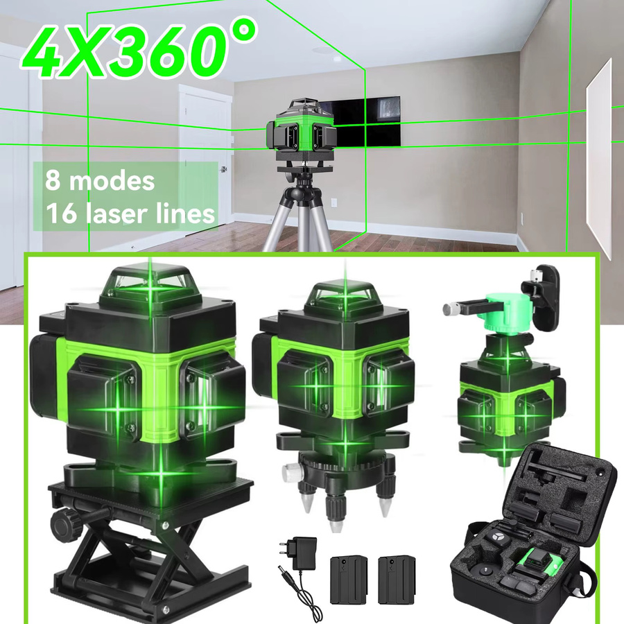 GECOFEER 16-Linien 4D Grüner Laser-Nivellierstrahl mit 360-Grad-Vollwinkel und automatische Nivellierung inklusive verstellbarem Stativ - Bild 6