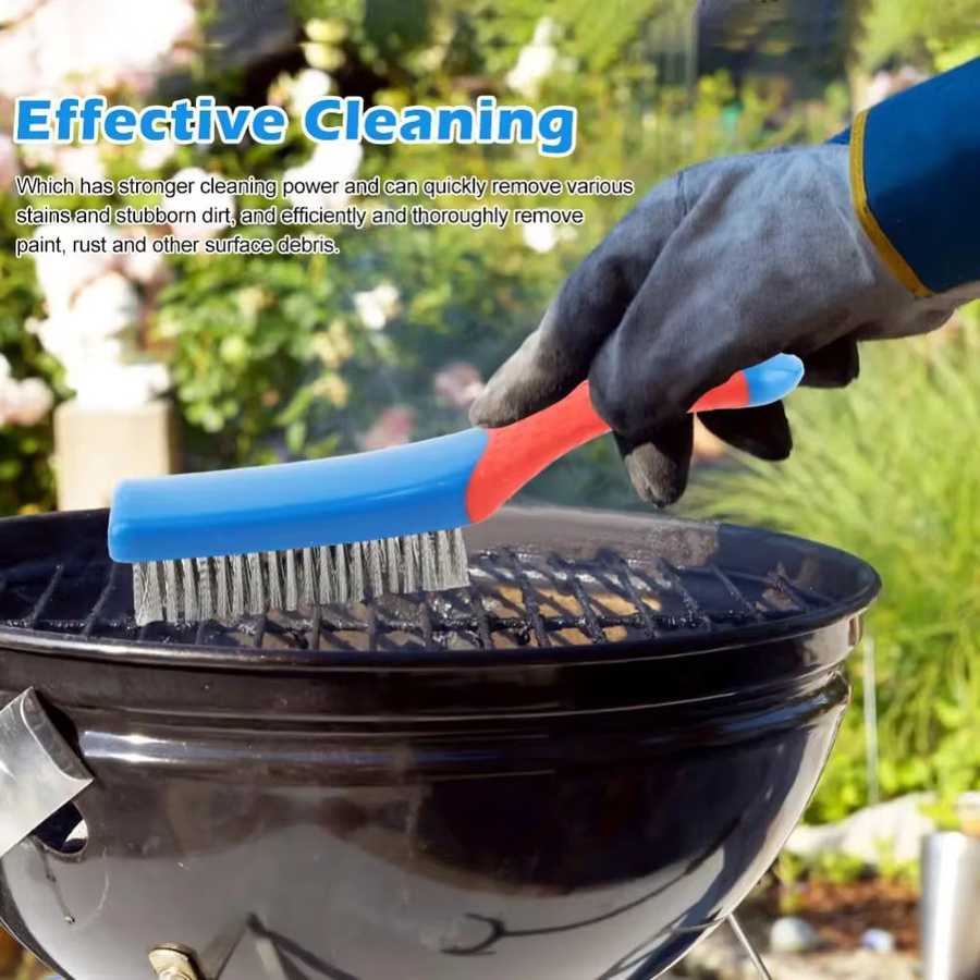 2 Stück Edelstahl-Drahtbürsten in Silber zum Entfernen von Rost und Farbe für Metall und BBQ-Grill - Bild 2