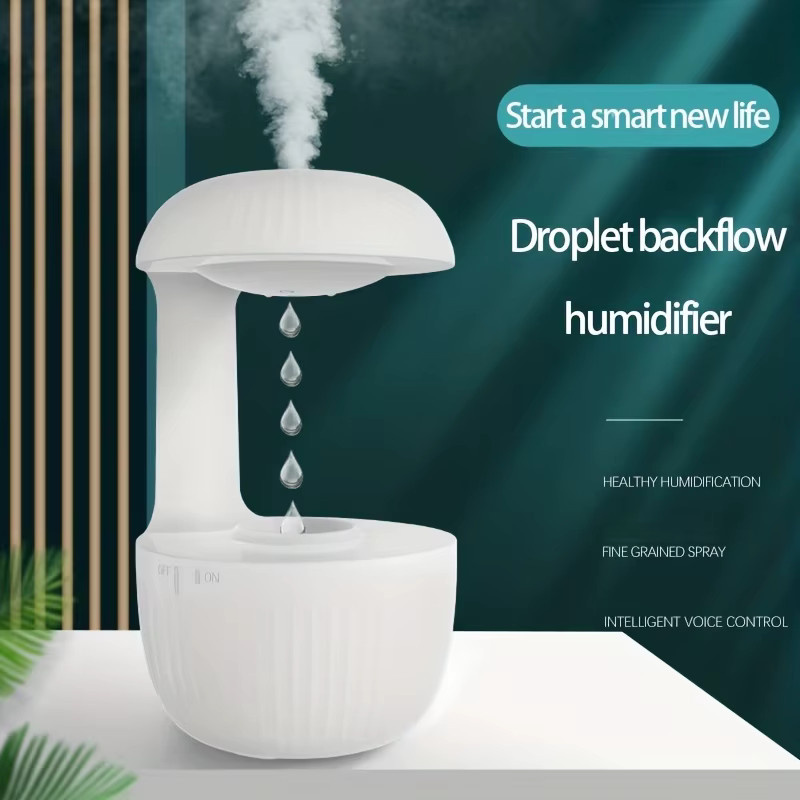 Sarmocare Anti-Schwerkraft Wassertropfen Luftbefeuchter mit LED-Nachtlicht, Weiß, 600ml, Ultraschall-Nebelgenerator für Schreibtisch und Schlafzimmer - Bild 2