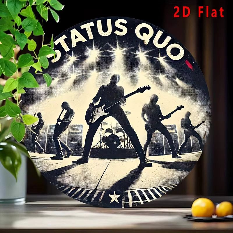Rundes Metallblechschild Status Quo Rock Band Konzert Poster von Potdemiel im Vintage-Stil, Durchmesser: 20 cm - Bild 2