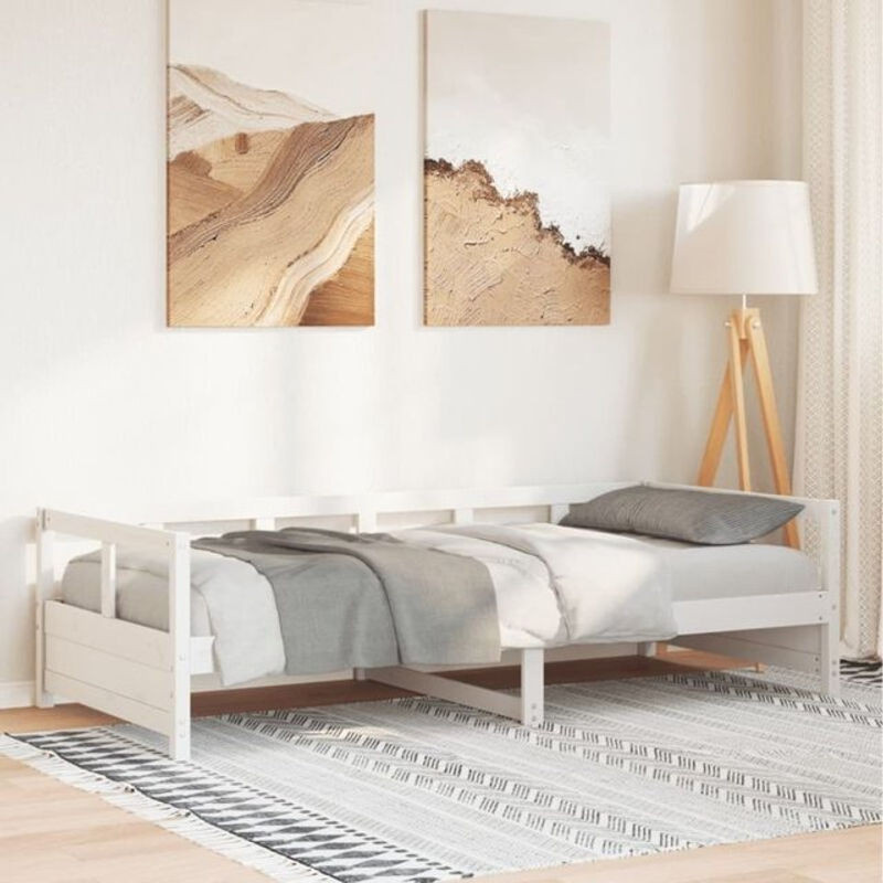 vidaxl Tagesbett aus Massivholz Kiefer in Weiß im Landhausstil, B/T/H: 200 x 90 x 90 cm (ohne Matratze) - Bild 1