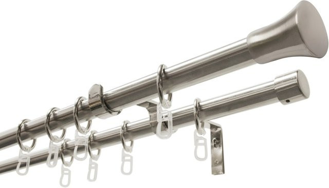 Gardinia Gardinenstangen-Set Konus mit Innenlauf II in Silber, Metall, Durchmesser: 16/19 mm, Länge: 120 cm bis 210 cm - Bild 1
