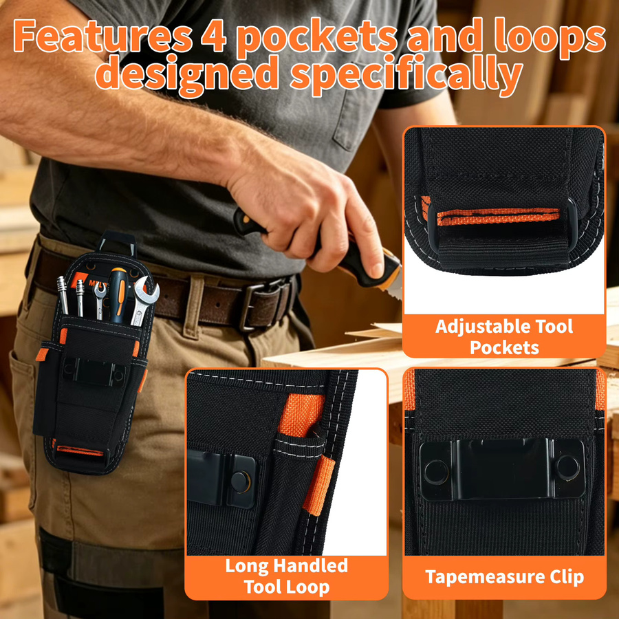 MELOTOUGH Kleine Werkzeugtasche mit Gürtelclip und Schnellverschluss zum Anklipsen für Elektriker - Bild 3