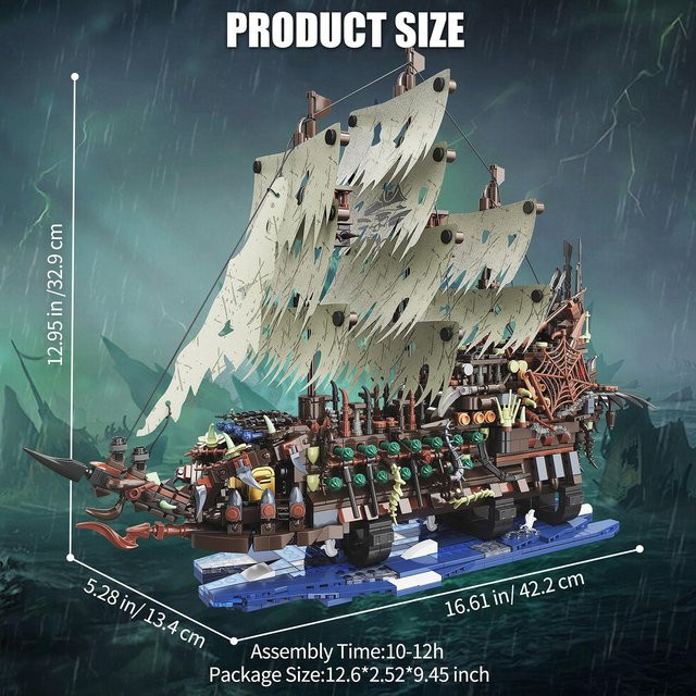YCOLE Piratenschiff Konstruktionsbausteine mit Licht 2159 Teile Set - Bild 1