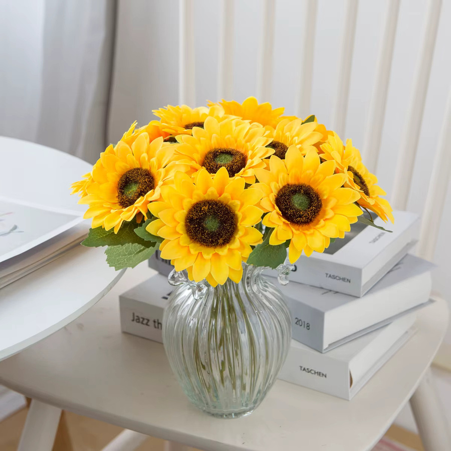 ZQCY Künstliche Sonnenblume in Gelb für Tischdeko, Hochzeit und Garten - Bild 1