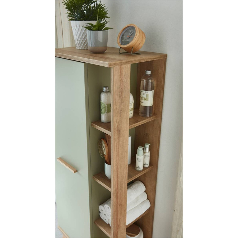 Pelipal Midischrank Quickset 963 in Salbei und Eiche Riviera Nachbildung mit Glasfront, B/H/T: 50,5 x 120 x 33 cm - Bild 2