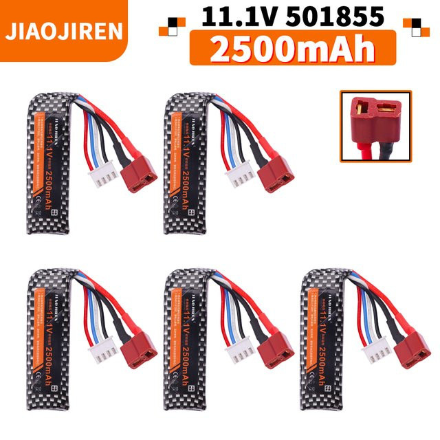 Jiaojiren LiPo-Airsoft-Akku 11,1 V 2500 mAh mit Deans-T-Stecker in Schwarz - Bild 1