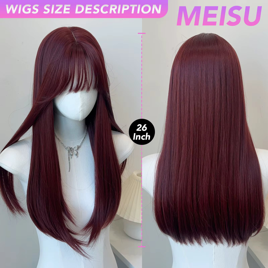 MEISU Perücke, 26 Zoll, lang, gerade, synthetische Faser, Damen - Bild 3