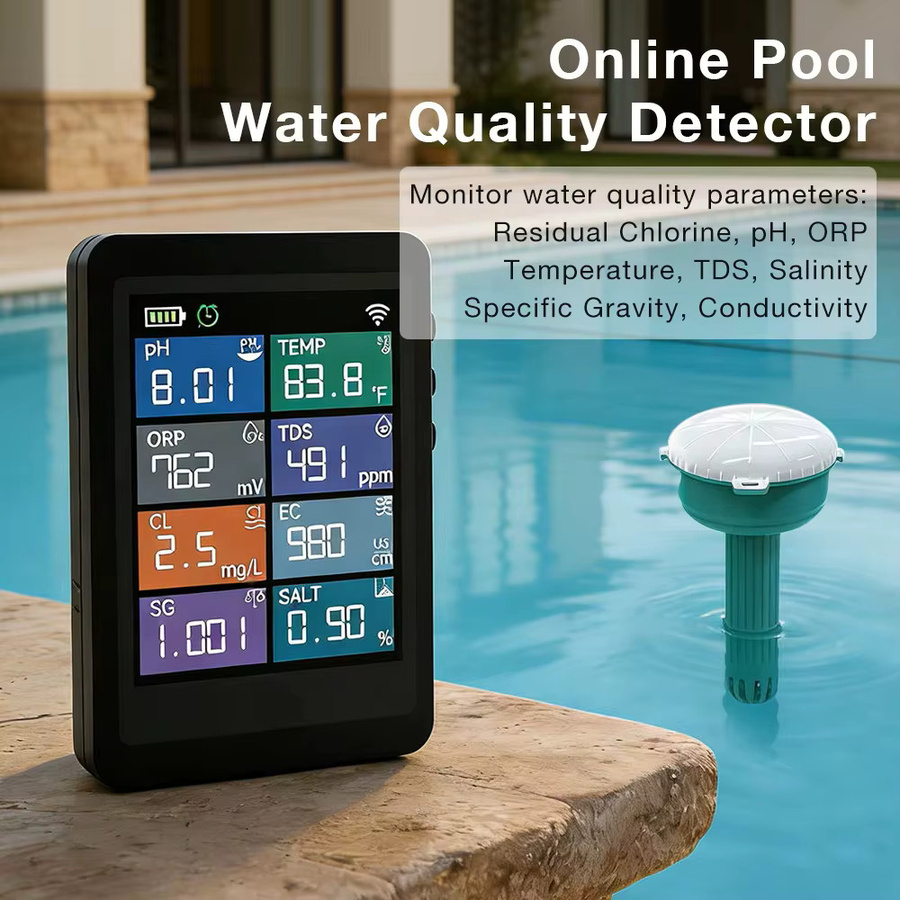 Yieryi 8-in-1 Digitaler WLAN-Wassertester für pH, Chlor, Salzgehalt und Temperatur zur Messung in Schwimmbädern und Spas - Bild 3