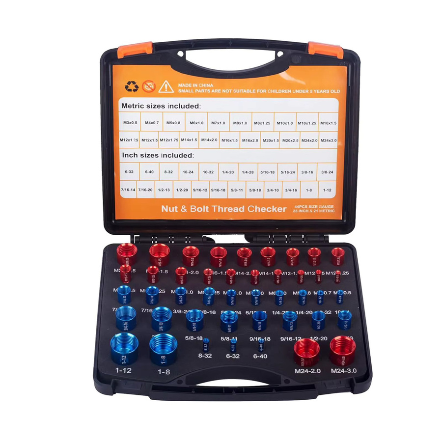 KKMOON 44-teiliges Mutter- und Bolzengewindeprüfer-Set aus Aluminium in Schwarz mit Aufbewahrungsbox für Wartung und Reparatur - Bild 5