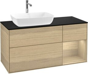 V&B Finion Waschtischunterschrank mit Wandbeleuchtung in Eiche Beige, Breite: 120 cm, Tiefe: 50,1 cm, Höhe: 50,1 cm - Bild 1