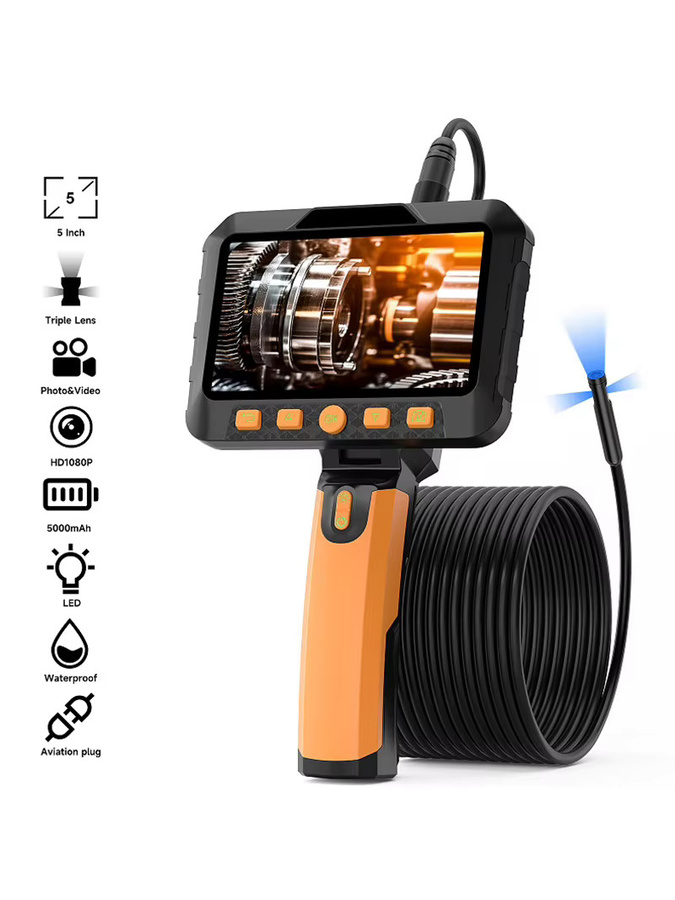 VISHRT Endoskop Video Auto-Inspektionskamera mit 5 Zoll IPS Bildschirm, HD1080P Autofokus, Einzel-, Dual- oder Dreifach-Objektiv und LED-Beleuchtung - Bild 5