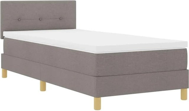 vidaXL LED Boxspringbett mit Matratze in Taupe, Hybrid-Matratze mit USB-Ladeport und Unterbettbeleuchtung, B/T: 100 x 200 cm - Bild 1