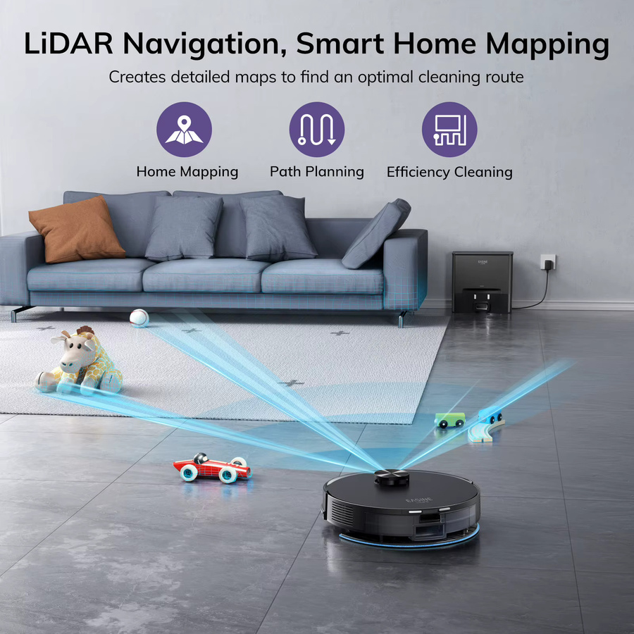 ILIFE EASINE BY ILIFE S20 Saug- und Wischroboter mit Selbstentleerungsstation, 5000 Pa Saugleistung, App-Steuerung, Schwarz - Bild 2