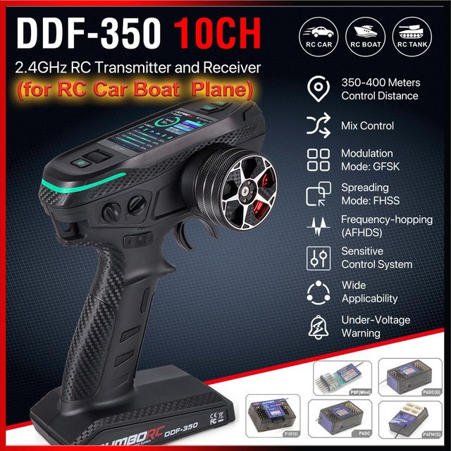 DUMBORC DDF-350 10CH Sender 2,4G 10 Kanal Fernbedienung, black - Bild 1