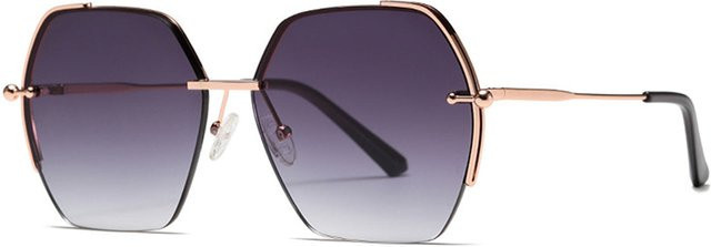 Techsuit 8561 Sonnenbrille, Damen, randlos, hexagonal, Metall, Gold, Grau - Bild 1