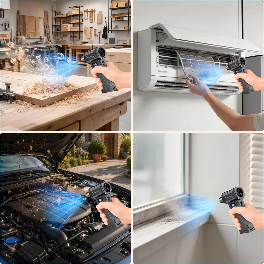 NOPNOG Turbo-Lüfter Autostaubsauger und Jetventilator in Schwarz mit 110000 RPM zur Reinigung und als elektrisches Blaswerkzeug - Bild 8