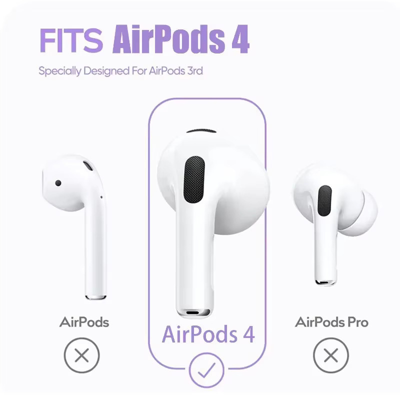 Silikon-In-Ear-Ohrstöpselschutz und Gehäuseabdeckung für Apple AirPods 4 in Schwarz mit rutschfestem Ohrbügel - Bild 4