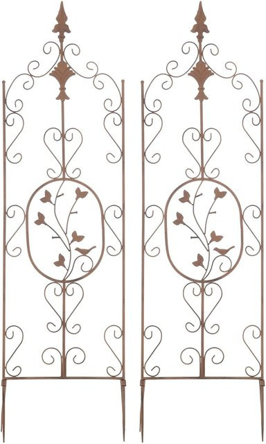 DELUKE Rankgitter FALK 2er Set aus Metall in Antik-Braun als Rankhilfe für Kletterpflanzen im Garten, B/T/H: 35 x 1 x 122 cm - Bild 1
