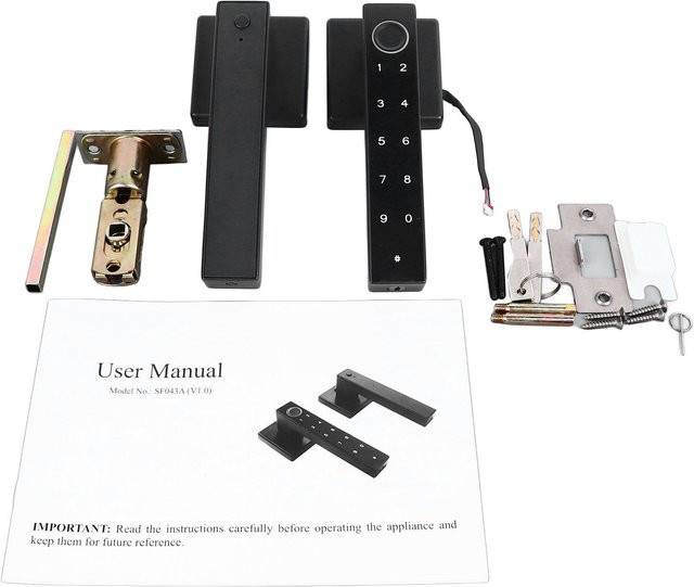 GoolRC Smart Lock mit Bluetooth und Tuya APP-Steuerung, Fingerabdruckschloss für Türen, Schwarz - Bild 1