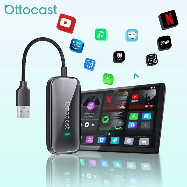 Ottocast Play2Video Ultra Wireless CarPlay Multimedia Smart Box mit WiFi6 und lokaler Medienwiedergabe in Schwarz für VW - Bild 1