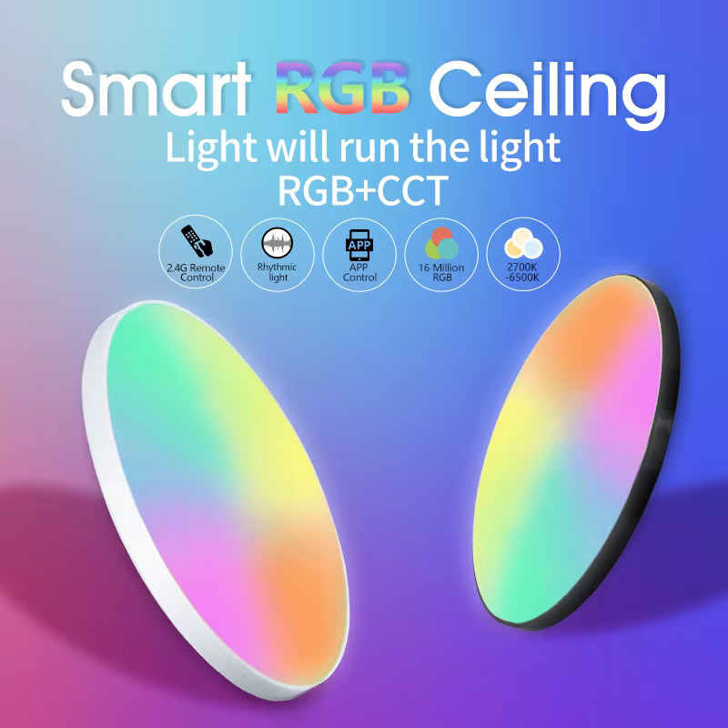 Tuya Smart RGB LED Deckenlampe mit Fernbedienung, moderne dimmbare Deckenleuchte für Wohnzimmer und Schlafzimmer, 36W - Bild 3