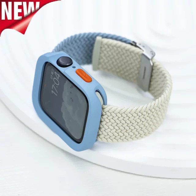 OAKCHARM Uhrenarmband, Silikonhülle und Nylon-Armband, Apple Watch, blue, Unisex - Bild 1