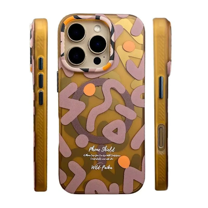 szHAIyu Geometrische Graffiti-Handyhülle mit MagSafe für iPhone 12 bis 17 Pro Max, Magnetische Kabellose Ladehülle mit Hartem Schutz, Schwarz/Mehrfarbig - Bild 3