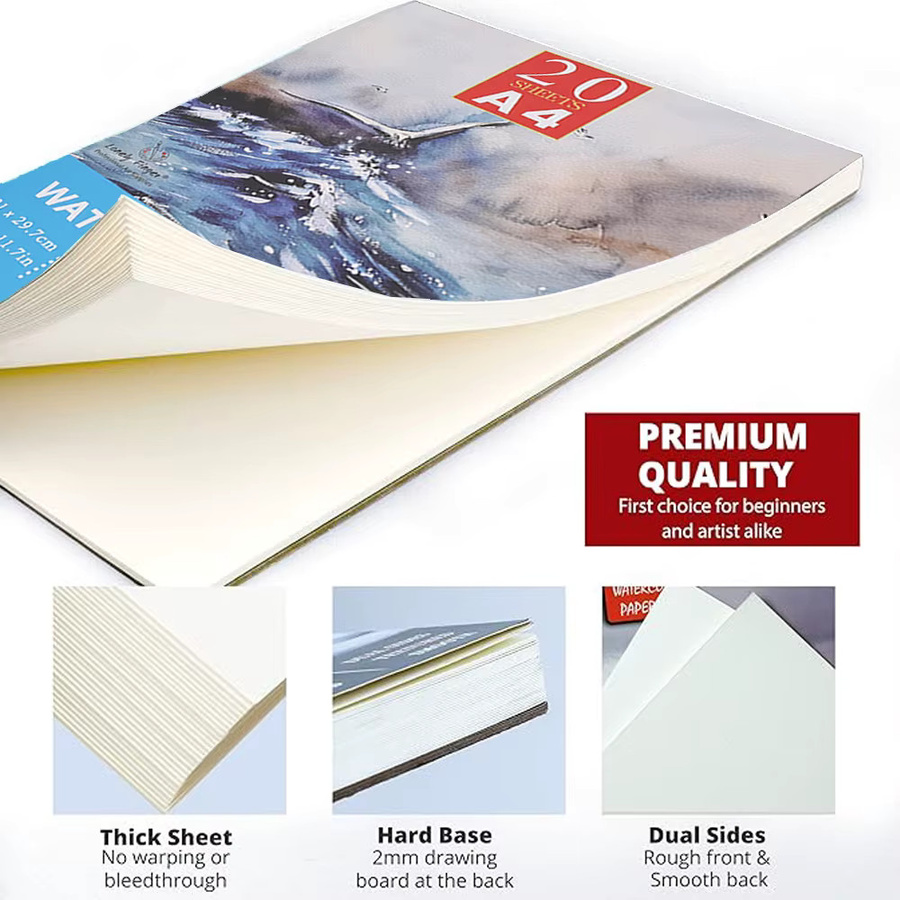 2 Premium-Aquarellblöcke von Lonely Finger, 20 Blatt, A4, 300 g/m2, säurefreies Papier für Künstler und Profis - Bild 3