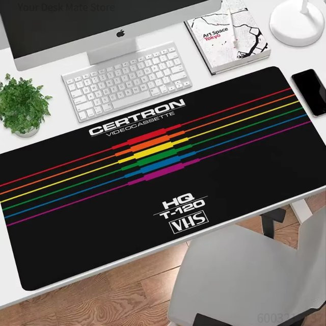 Potdemiel Gaming-Mauspad Retro VHS-Kassetten Regenbogenstreifen Große Erweiterte Schreibtischunterlage Multicolour - Bild 1