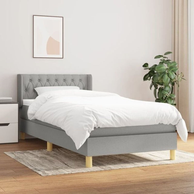 Vidaxl Boxspringbett mit Matratze in Grau aus Stoff und Holzwerkstoff B/T/H: 90 x 200 x 93 cm - Bild 1
