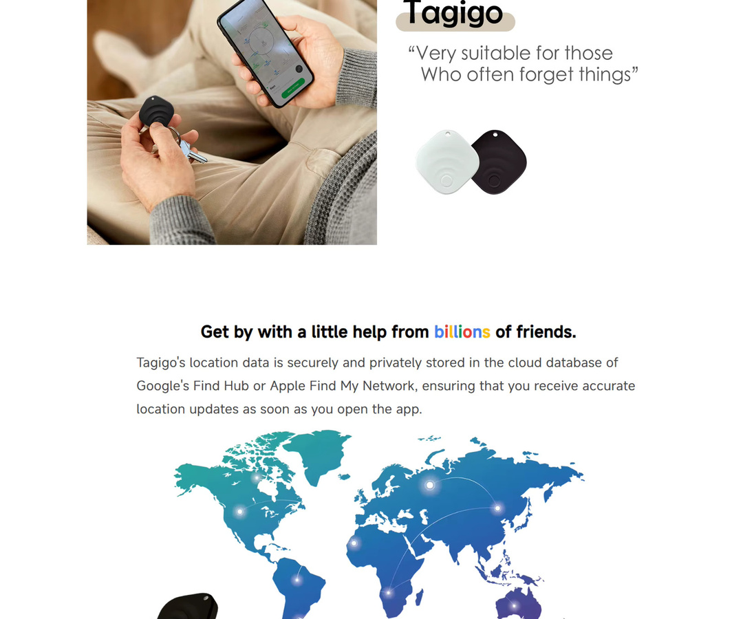 leapii Bluetooth Tracker Air Tag Ersatz für iOS und Android, Wasserdichter Smart Tracking Tag und Schlüsselfinder in Schwarz - Bild 2