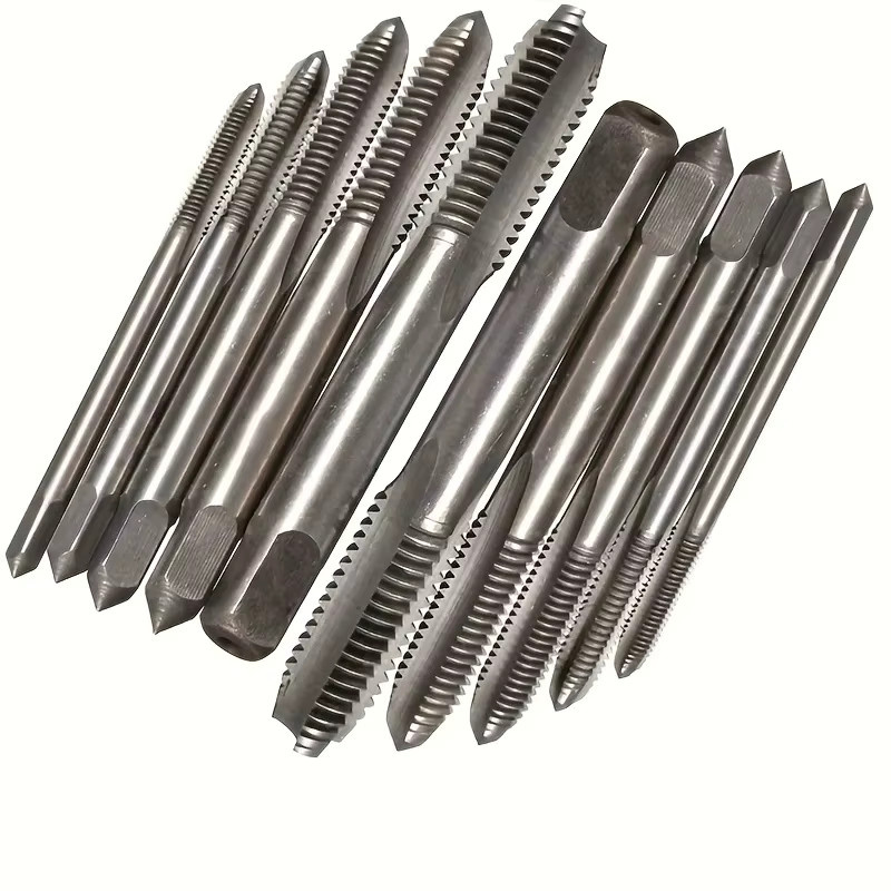 10-teiliges louCnloin Gewindebohrer-Set aus Schnellarbeitsstahl in Silber, M3 M4 M5 M6 M8 Präzisions-Handgewindebohrer mit metrischen Stopfen für effizientes Gewinden - Bild 6